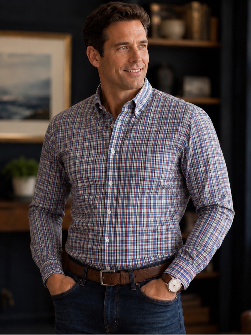 Orvis Men’s Plaid Button Down Shirt Long Sleeve Cotton Casual XL